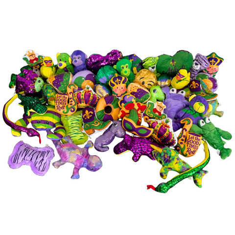 50 Piece Mardi Gras Purple, Green, & Gold Plush Bag
