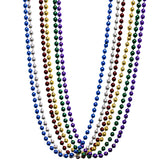 48" 12mm Round Metallic 6 Color Mardi Gras Beads - Case (10 Dozen)