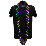 72" 22mm Round Metallic Purple, Gold and Green Mardi Gras Beads - Case (4 Dozen)