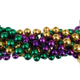 72" 22mm Round Metallic Purple, Gold and Green Mardi Gras Beads - Case (4 Dozen)