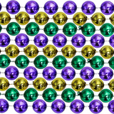 72" 22mm Round Metallic Purple, Gold and Green Mardi Gras Beads - Case (4 Dozen)