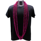 60" 18mm Round Metallic Hot Pink Mardi Gras Beads - Case (5 Dozen)