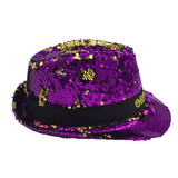 LED Purple and Gold Flip Sequin Fedora (Each)