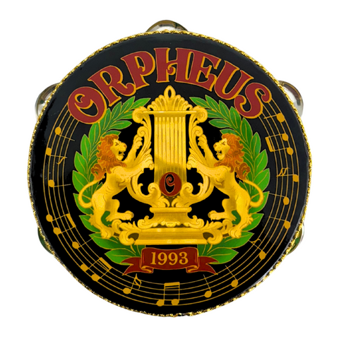 Tambourine- Green Metallic Wood with Orpheus Logo (Each)