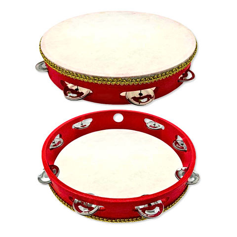 10" Red Tambourine with Gold Trim (Each)