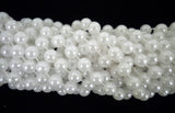 48" 12mm Round Pearl White Mardi Gras Beads - Case (10 Dozen)